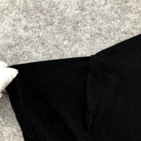 Hello Molly Linen Blend T Shirt Womens Small S Black Short Sleeve Tie Front Crop - Picture 3 of 8